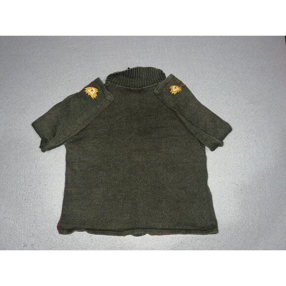 Fall Chicken Thanksgiving Flower Knit Vintage Green Granny Zip M Sweater RN83437 - Picture 5 of 6